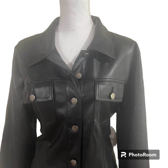 Arula NWT Soft Vegan Leather Dress Coat with Belt size 1X - Picture 9 of 16